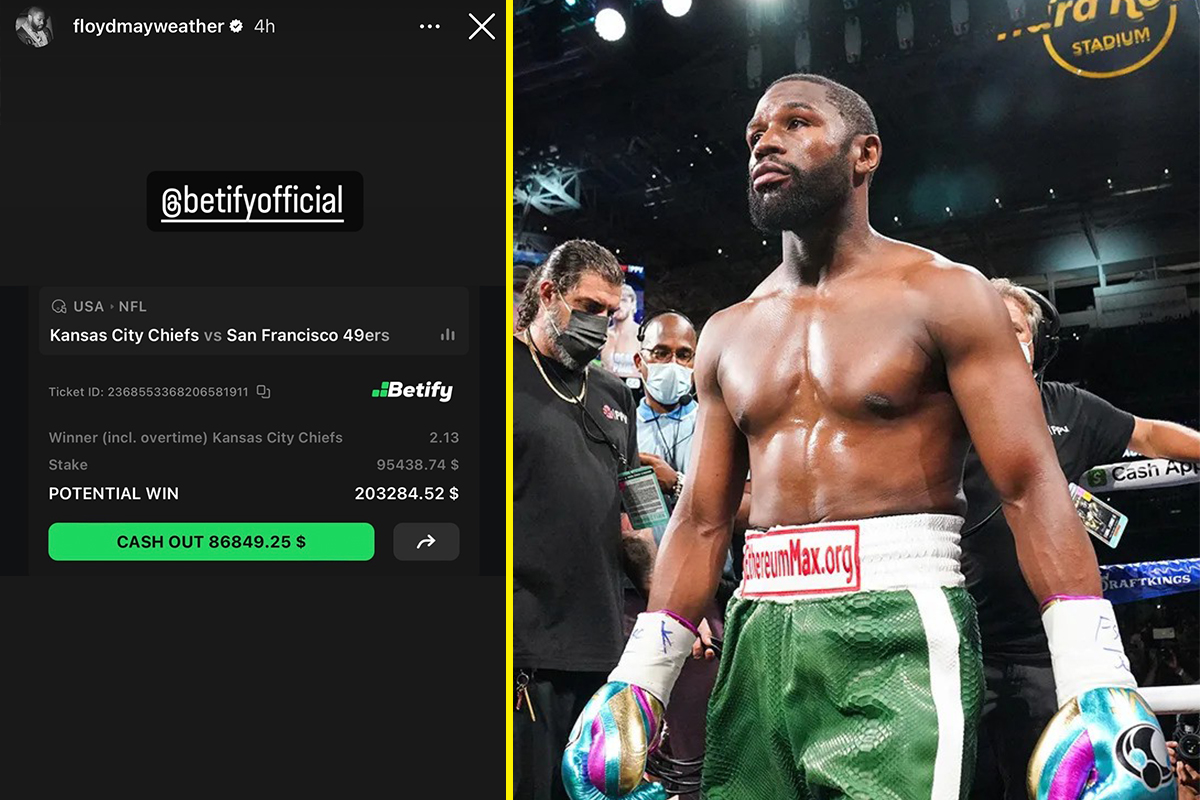 Floyd Mayweather shows off chiefs betting amount